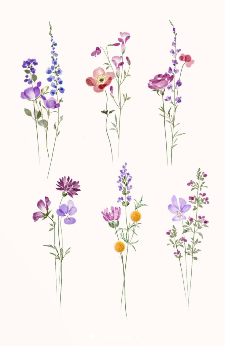 Pack of 6 Flower purple pinch temporary tattoo