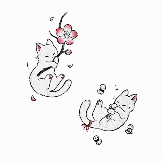 The falling Cat temporary tattoo