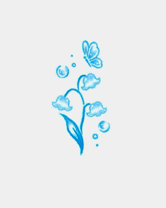 The blue butterfly with flower temporary tattoo