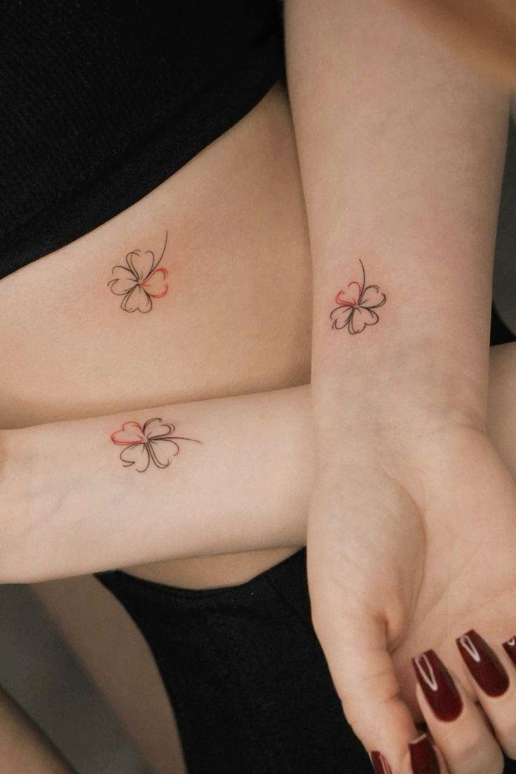 Matching Trio leaf temporary Tattoo