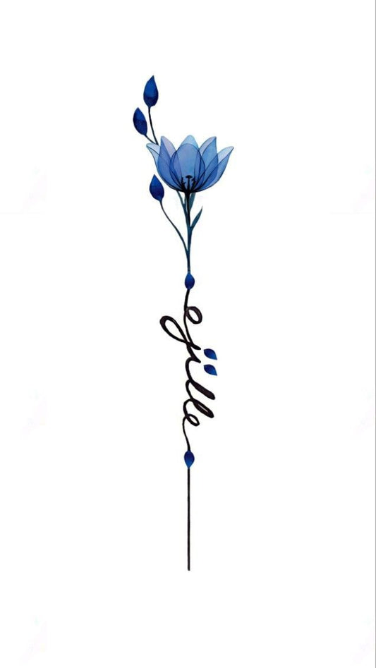 The Blue Lili Custom name temporary tattoo