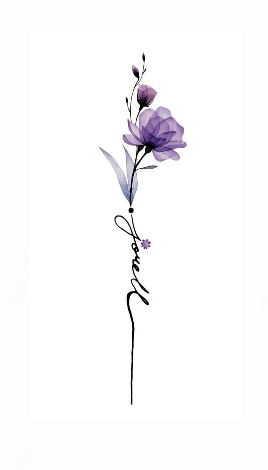 The purple  world custom name tattoo
