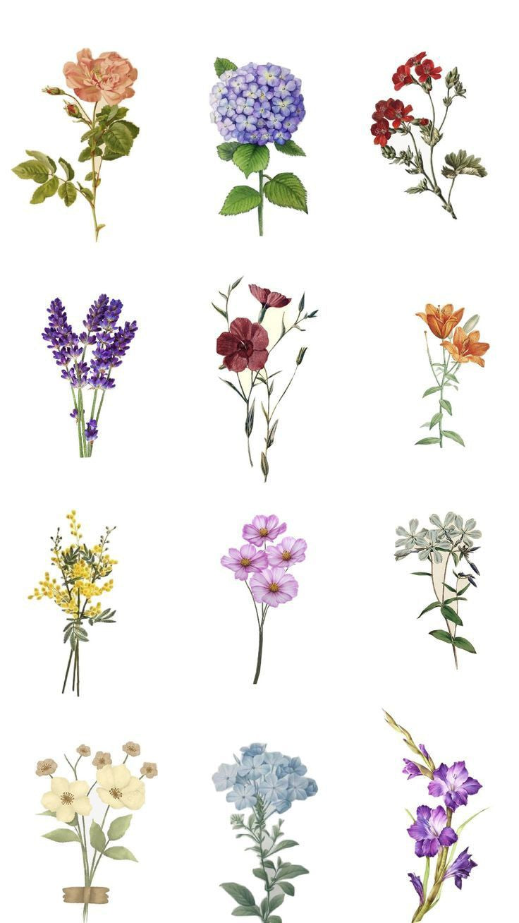 Pack of 12 Flower temporary tattoos