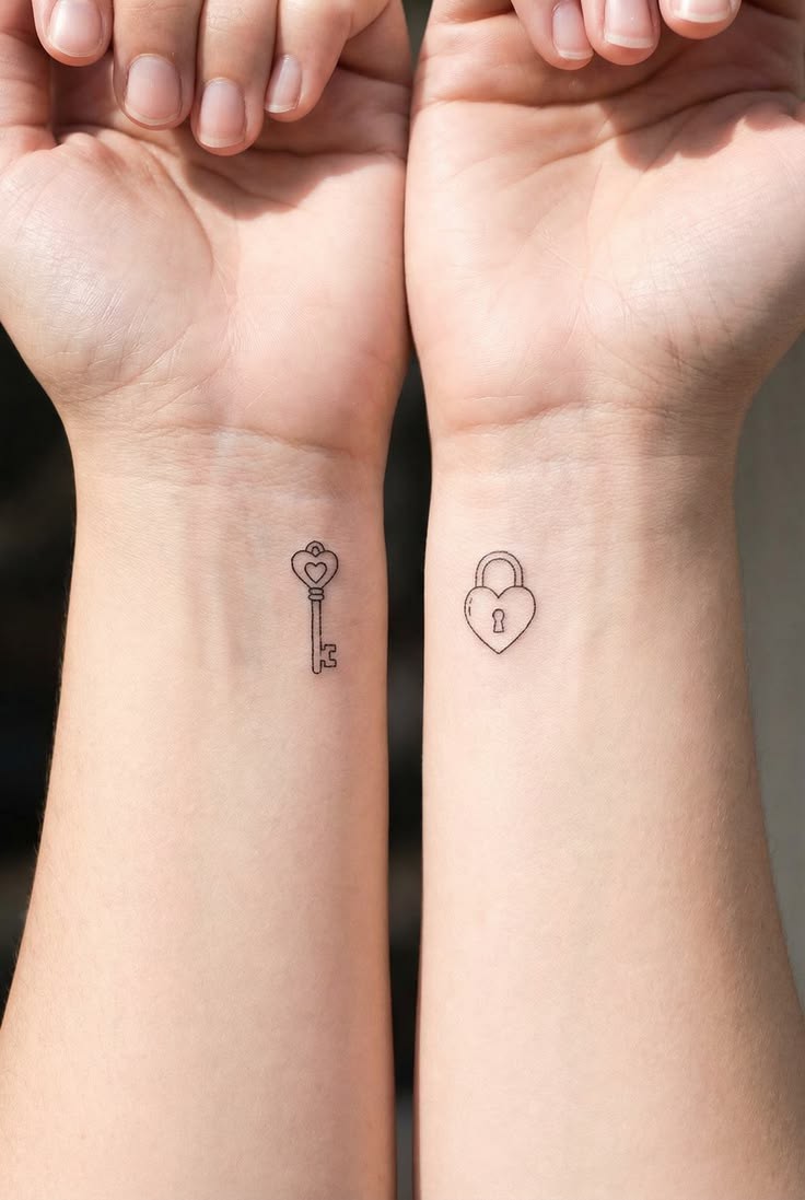 The Key Lock matching duo tattoo